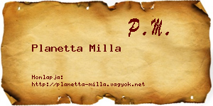 Planetta Milla névjegykártya